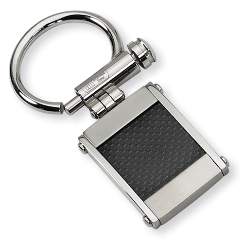 Stainless Steel Rectangular Key Chain with Carbon Fiber