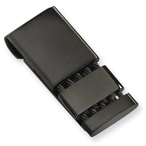 Black Plated Stainless Steel Money Clip with Cable
