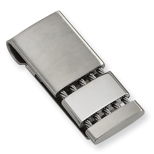 Stainless Steel Brushed Money Clip with Cable Accents