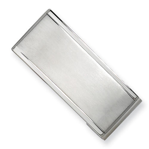 Stainless Steel Brushed Money Clip with Polished Edges