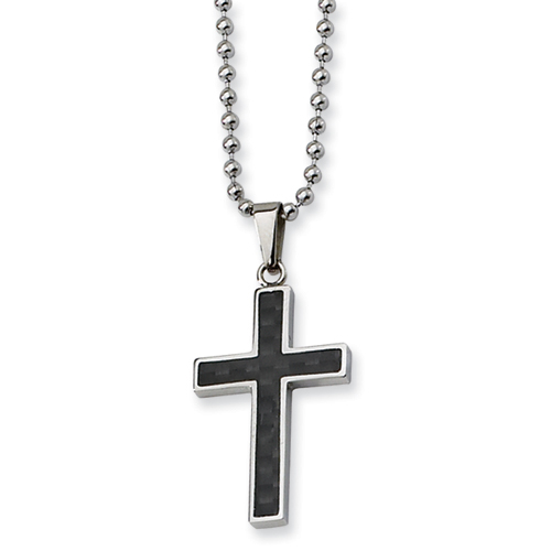 Stainless Steel Cross 1 1/8in with Bead Chain