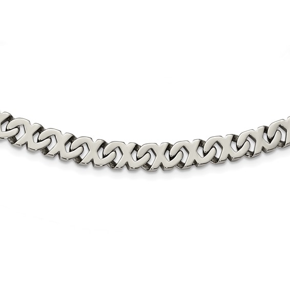 Stainless Steel Polished Fancy Xs Link 24in Necklace