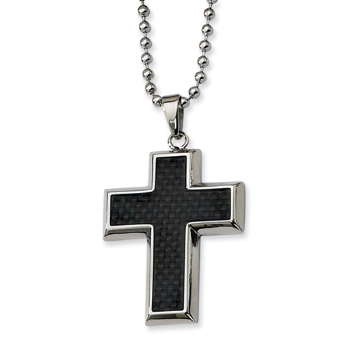 Stainless Steel 1 1/4in Carbon Fiber Cross with 22in Bead Chain