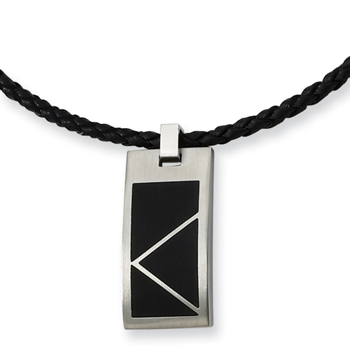 20in Stainless Steel Black Accent Necklace