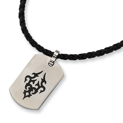 18in Stainless Steel Black Accent Necklace