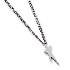 1in Star Stainless Steel Brushed Necklace 22in