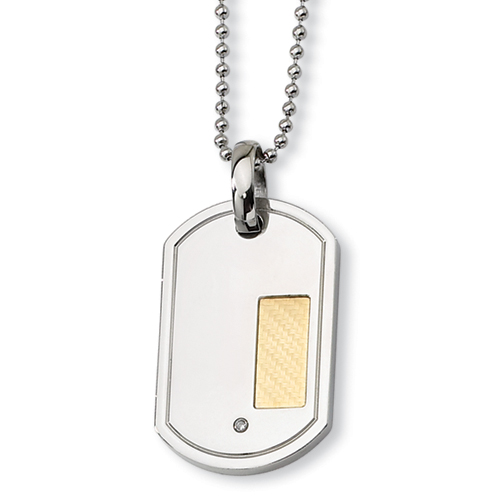 24in Stainless Steel 14k gold-plated 1.5pt Diamond Necklace