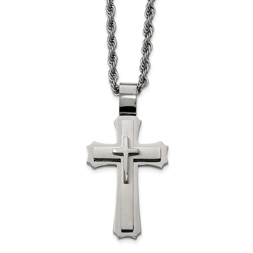Stainless Steel 2in Tri-Level Cross with 24in Curb Chain