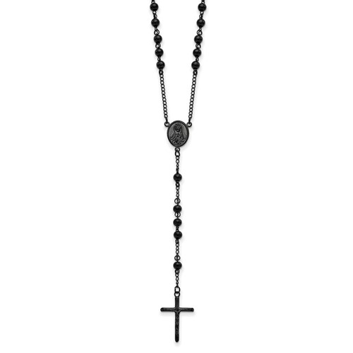 Sterling Silver Black Crystal St Benedict Rosary Necklace – Love and Honor  Jesus