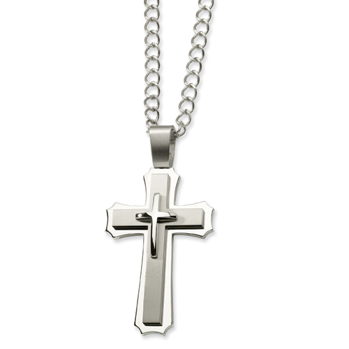 Stainless Steel Jumbo 3 1/4in Cross with 24in Chain