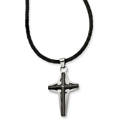 2in Stainless Steel Cross Necklace 18in