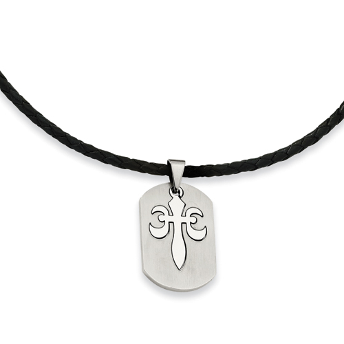 Stainless Steel Fleur De Lis Necklace 18in