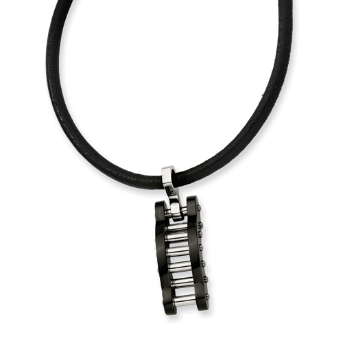 Stainless Steel and Black Plated Bridge Necklace 18in - Clearance