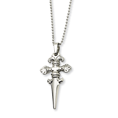 Stainless Steel Large Dagger Necklace 24in