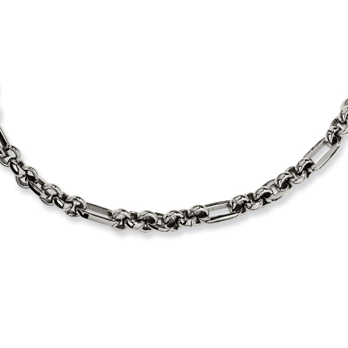 Stainless Steel Fancy Link Necklace 18in