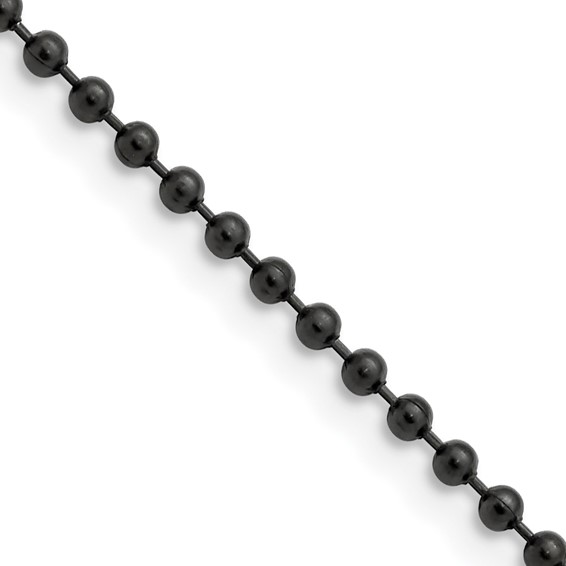 20in Stainless Steel Black-Plated Ball Chain 2.4mm