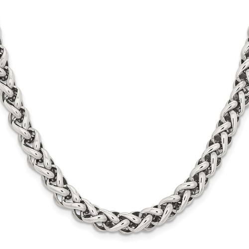 Stainless Steel Polished Woven Cable Link Necklace 20in