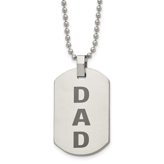 Stainless Steel DAD 24in Dog Tag Necklace