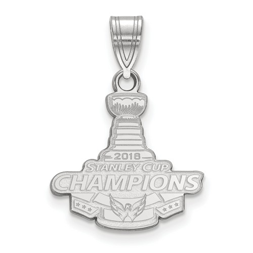 Sterling Silver 5/8in Washington Capitals 2018 Stanley Cup Pendant