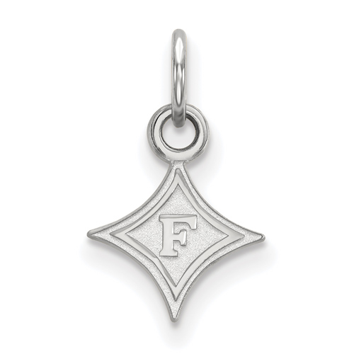 14k White Gold 3/8in Furman University Diamond Logo Charm