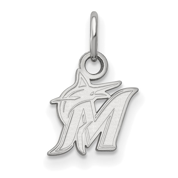 Sterling Silver 3/8in Miami Marlins M Pendant
