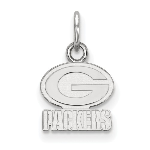 10k White Gold 3/8in Green Bay Packers Logo Charm