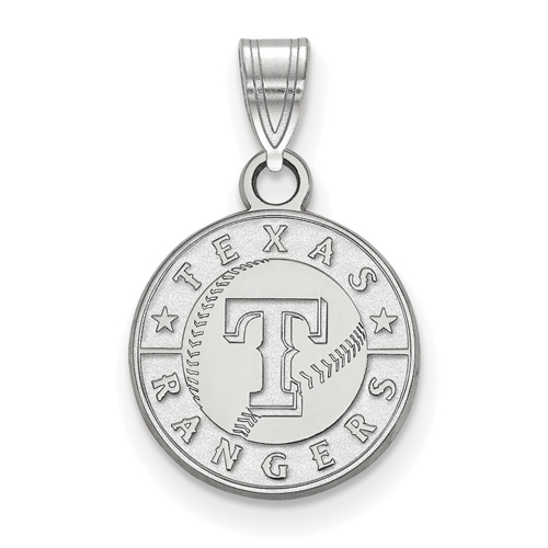 Sterling Silver 1/2in Round Texas Rangers Baseball  Pendant