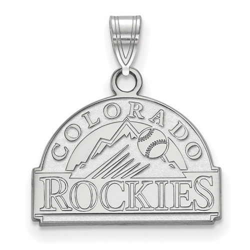 14k White Gold 3/4in Colorado Rockies Arched Pendant