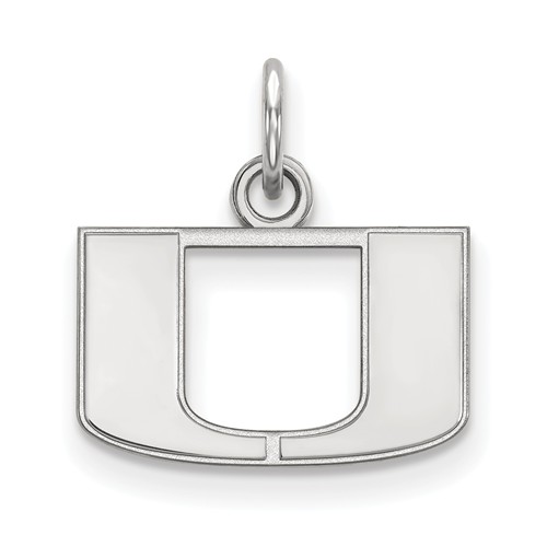 14kt White Gold 3/8in University of Miami U Logo Pendant