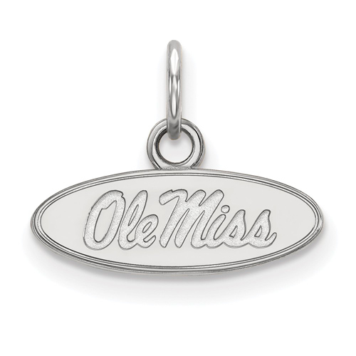 14k White Gold Extra Small Ole Miss Oval Charm