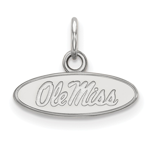10k White Gold Extra Small Ole Miss Oval Charm