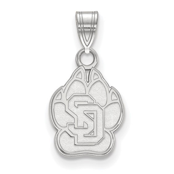 Sterling Silver University of South Dakota Paw Pendant 1/2in