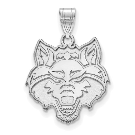 Sterling Silver Arkansas State University Wolf Pendant 3/4in