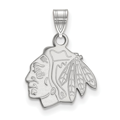 Chicago Blackhawks Pendant 1/2in 10k White Gold