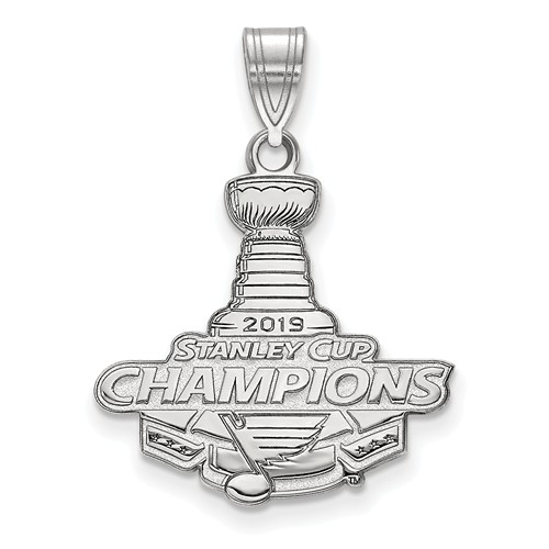 14k White Gold St. Louis Blues 2019 Stanley Cup Pendant 3/4in