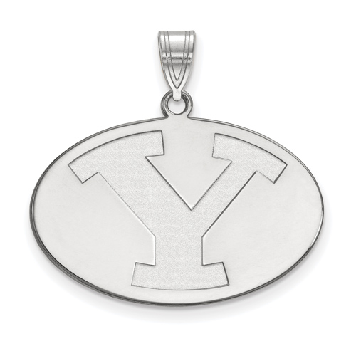 Brigham Young University Oval Pendant 3/4in Sterling Silver