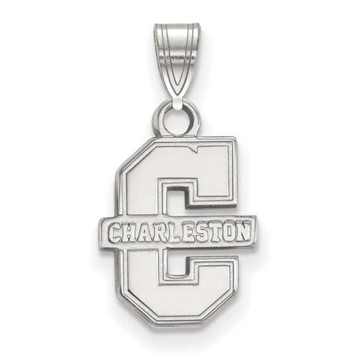 College of Charleston Logo Pendant 1/2in 14k White Gold