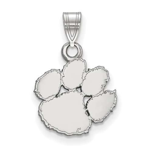 10kt White Gold 1/2in Clemson University Paw Pendant