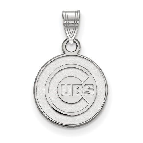 Sterling Silver 1/2in Chicago Cubs Round Pendant