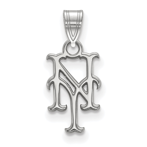 10kt White Gold 1/2in New York Mets NY Pendant