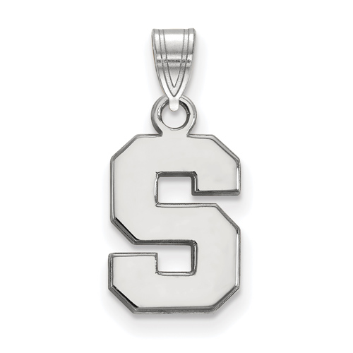 10kt White Gold 1/2in Michigan State University Block S Pendant