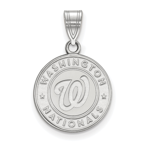 14k White Gold 5/8in Washington Nationals Baseball Club Pendant
