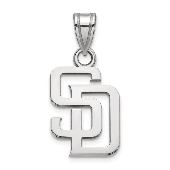 14k White Gold 1/2in San Diego Padres SD Pendant