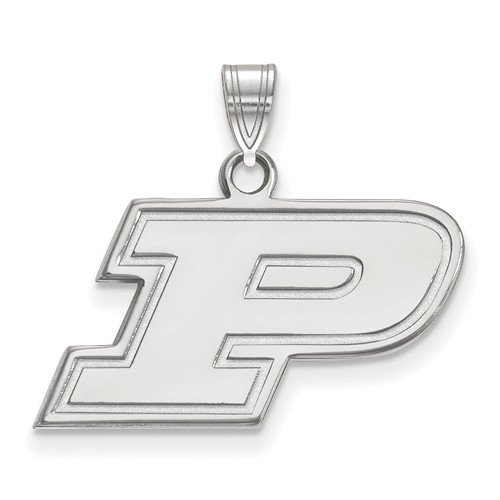 10k White Gold Purdue University P Logo Pendant 1/2in