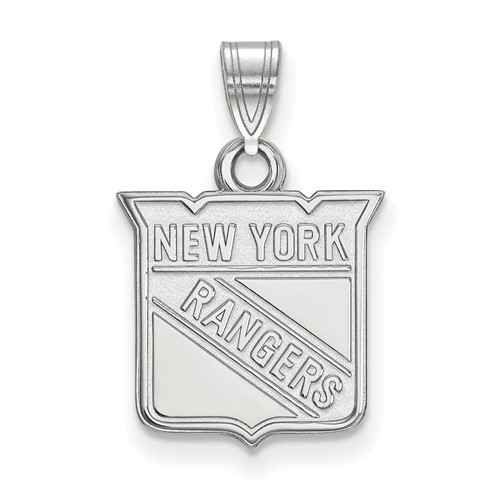 10k White Gold 1/2in New York Rangers Charm