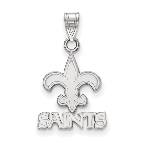 14k White Gold 5/8in New Orleans Saints Pendant
