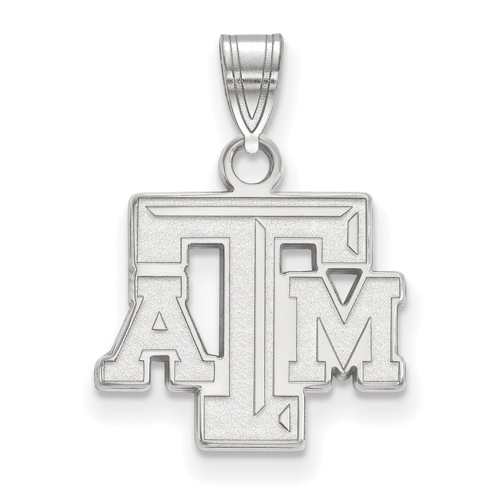 10kt White Gold 1/2in Texas A&M University Beveled Pendant