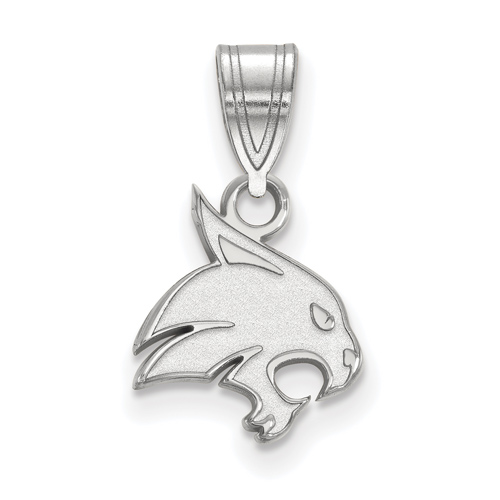 Texas State University Bobcat Pendant 1/2in 14k White Gold