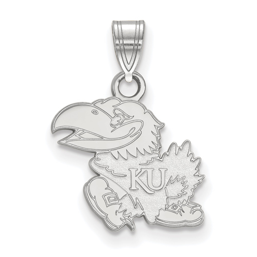 14kt White Gold 1/2in University of Kansas Jayhawk Left Pendant