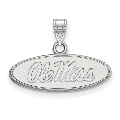 10k White Gold 3/8in Ole Miss Oval Pendant